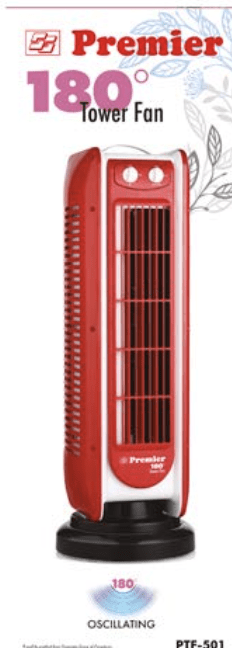 PREMIER Tower Fan with Remote Control - Quiet, Powerful Cooling for Home & Office - Image 2